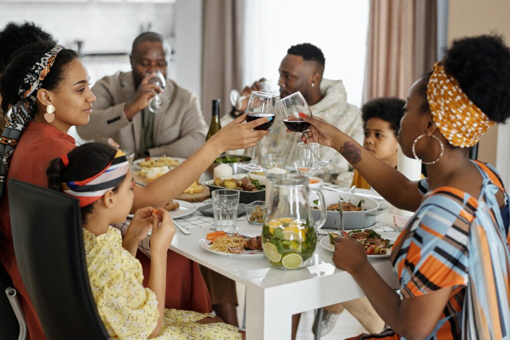 Family at dinner table